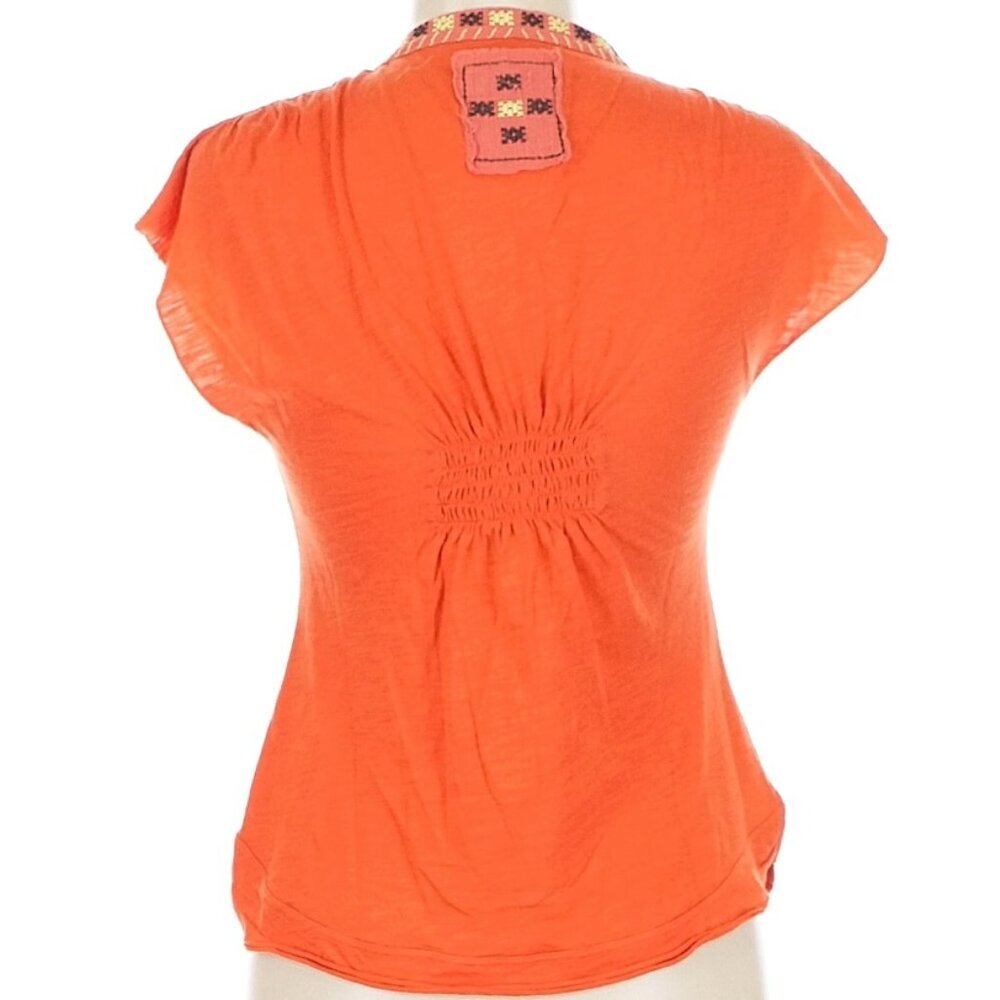 Free People Vintage Y2K Orange Embroidered Shirt Top Size Medium - Picture 5 of 11